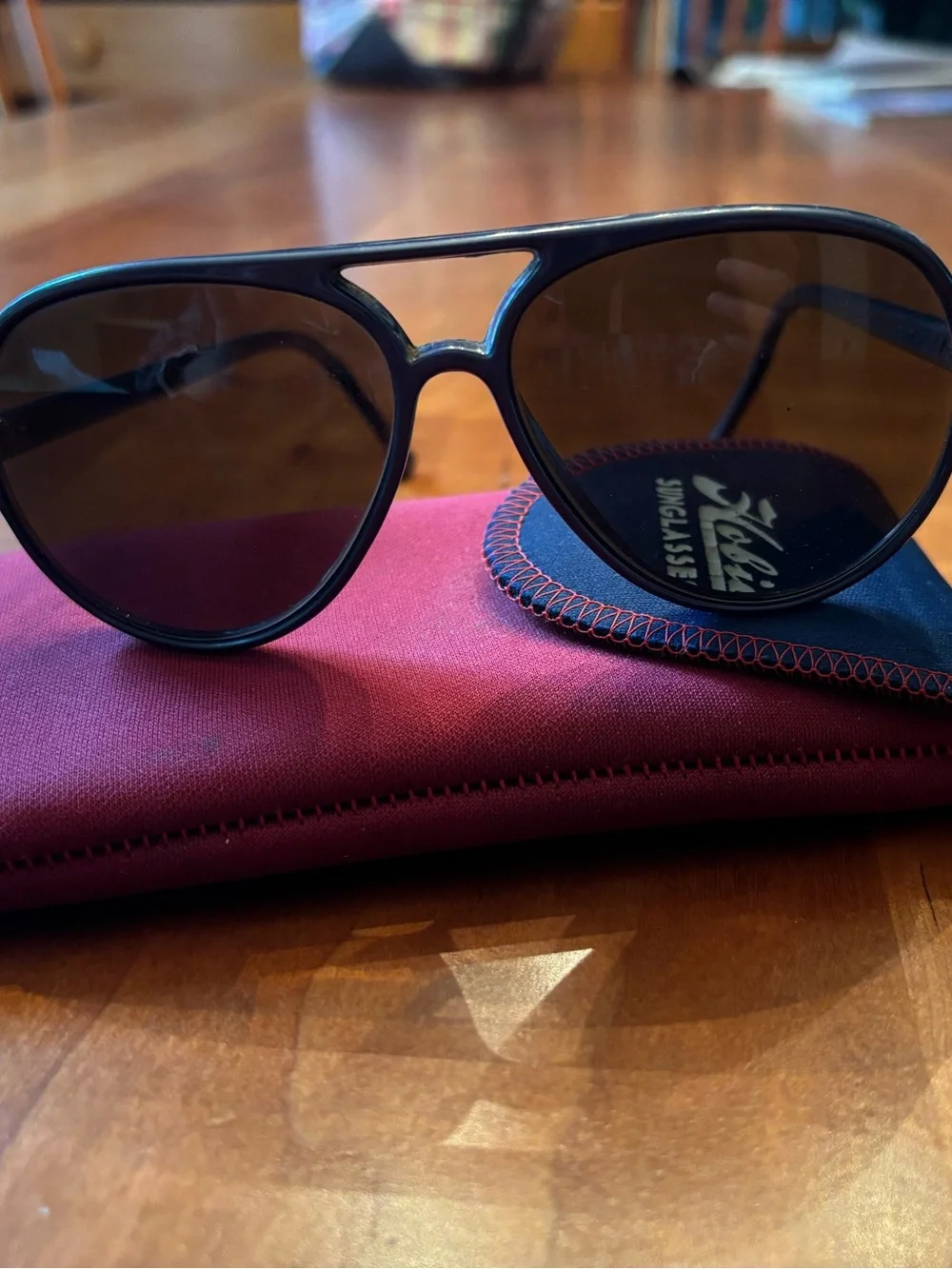Hobie Black Aviator Sunglasses with Brown Tinted Lenses